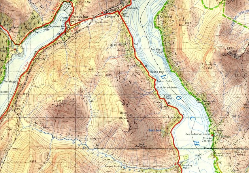 Map for Beinn Dubh in the Luss Hills above Loch Lomond