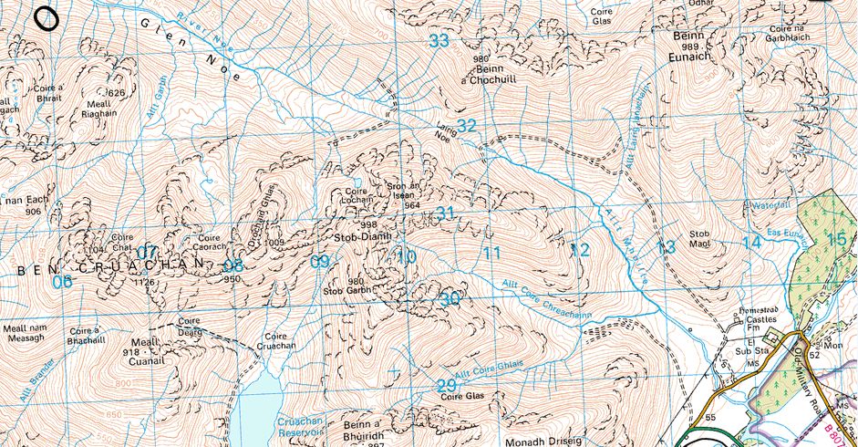 Map for Beinn Eunaich and Beinn a'Chochuill