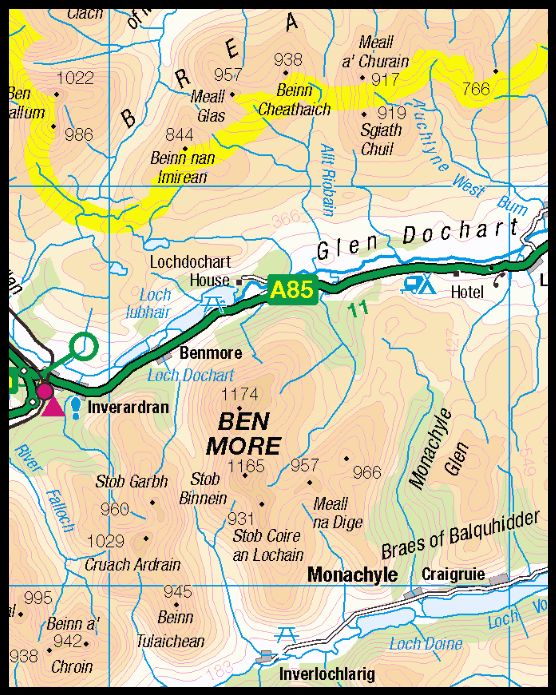 Location Map for Ben More and Stob Binnein
