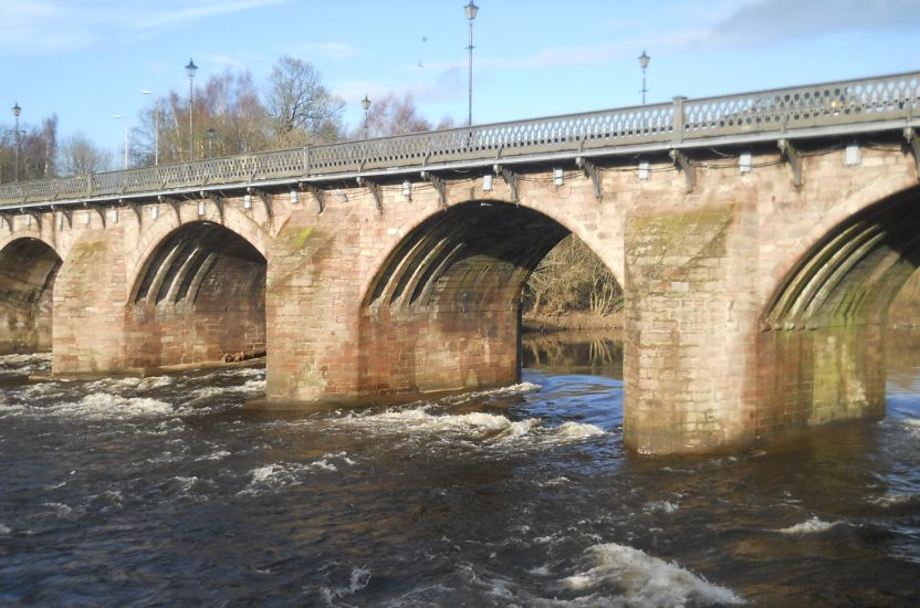 Bothwell Bridge over the River Clyde from the walkway