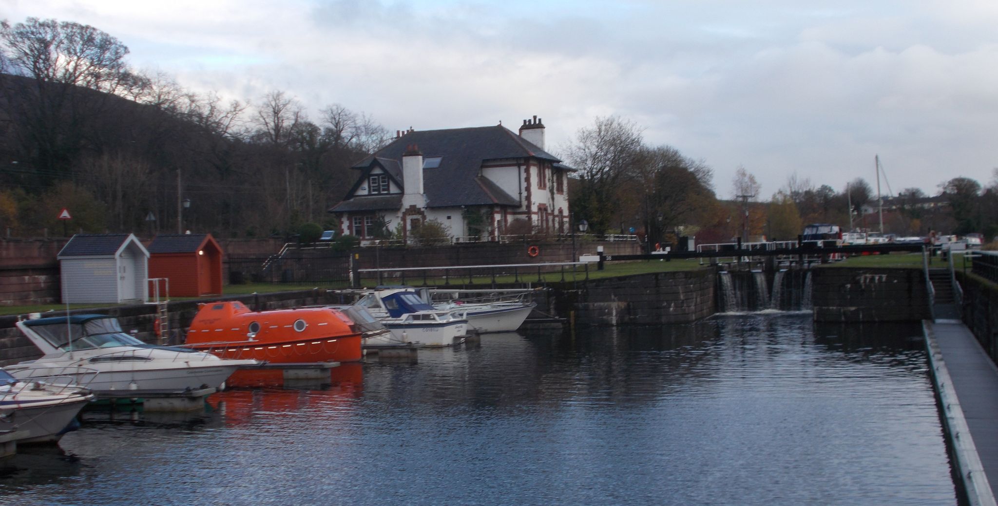 Lock at Bowling Basin at entrance to the Forth and Clyde Canal