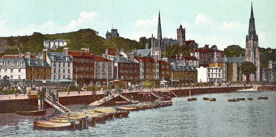 Seafront at Rothesay - old postcard c1930