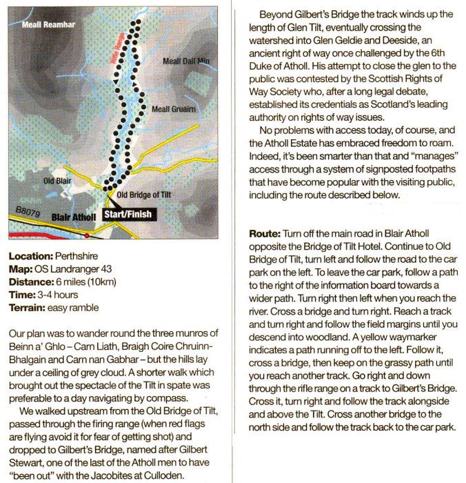 Route description and Map of Glen Tilt