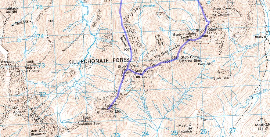 Map of Aonachs and The Grey Corries