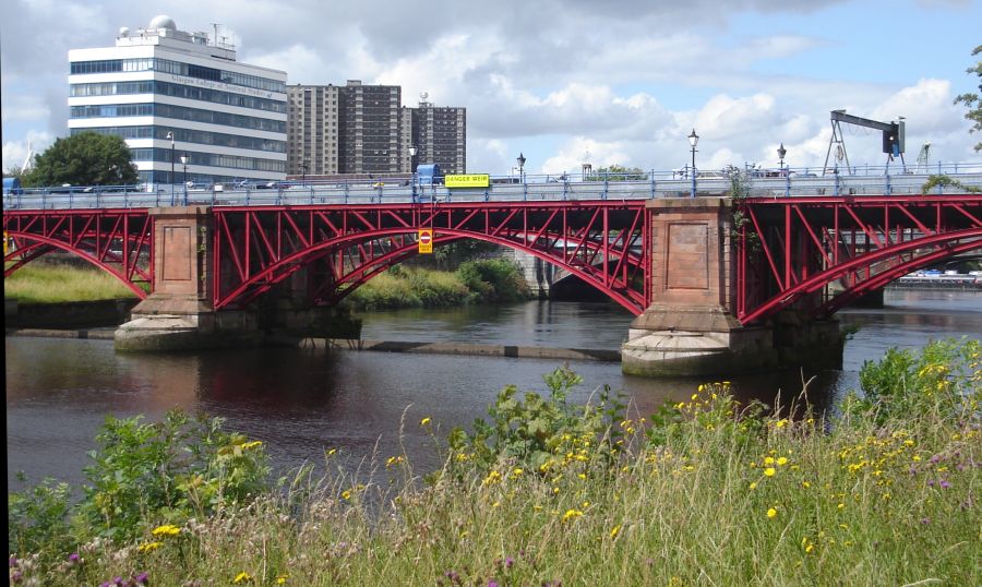 Pipe Bridge and Weir on River Clyde