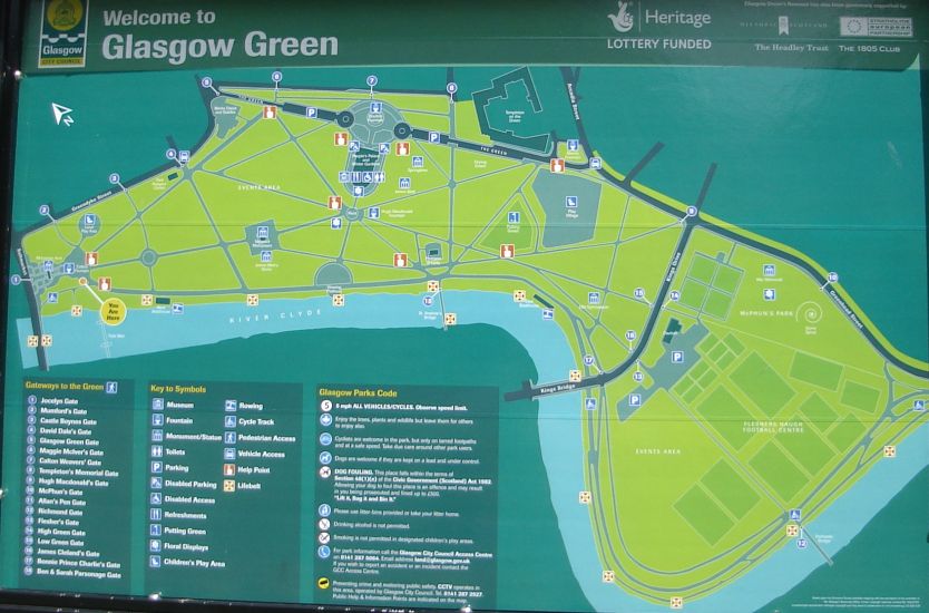 Map of River Clyde Walkway alongside Glasgow Green