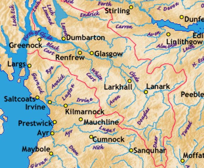 Map of the River Clyde in Scotland