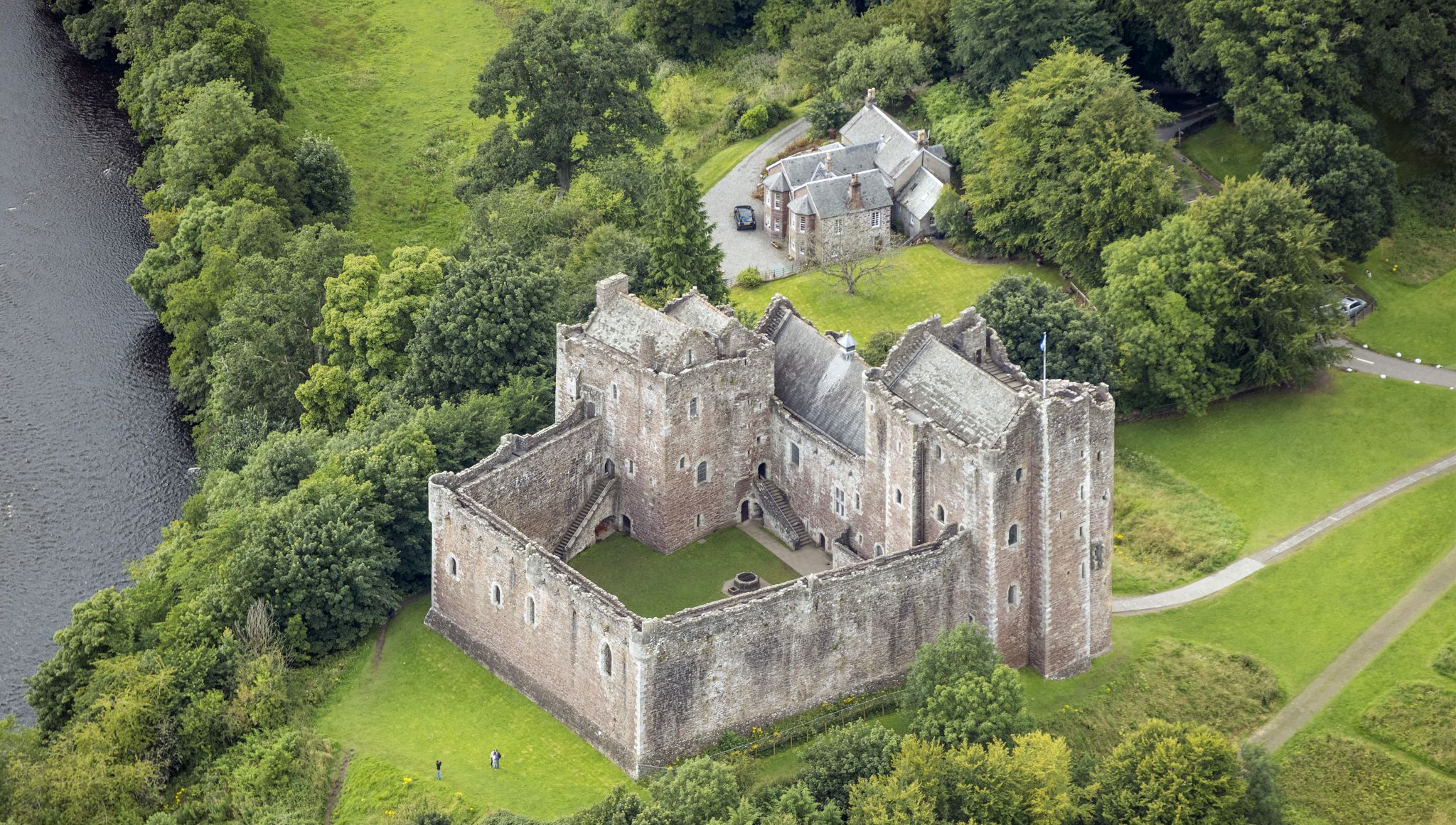 Aerial view of Doune Castle