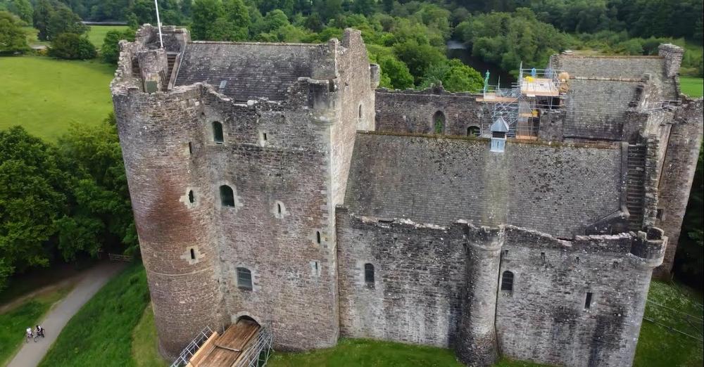 Aerial view of Doune Castle