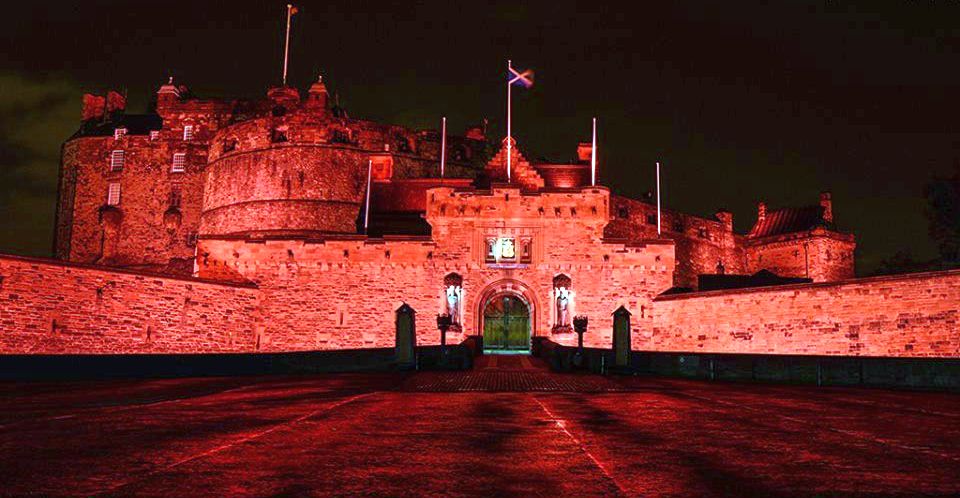 Edinburgh Castle illuminated for "Poppy Appeal"