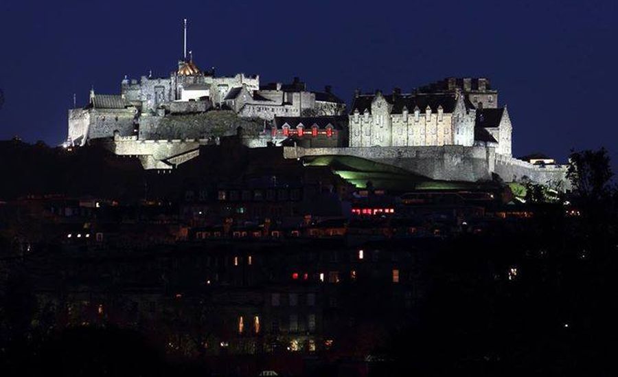 Edinburgh Castle illuminated at night