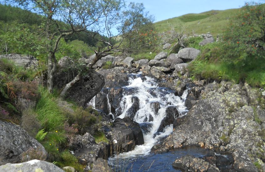 Waterfall in the Buchan Burn on the ascent route to The Merrick