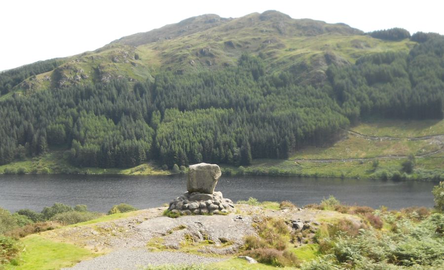 Bruce's Stone above Loch Trool at the start of the ascent route to The Merrick