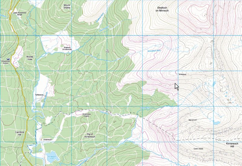 Map of Shalloch on Minnoch and Kirrieroch Hill