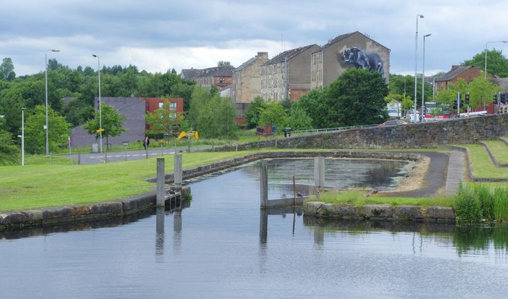 Kelvin Dock on Forth and Clyde Canal in Maryhill, Glasgow