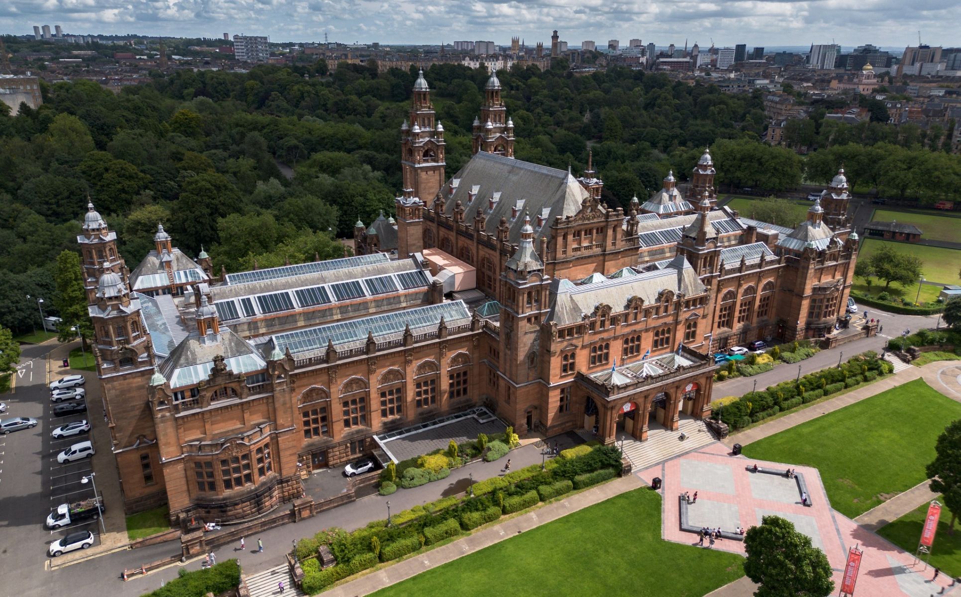 Aerial view of Glasgow Museum and Art Gallery at Kelvingrove