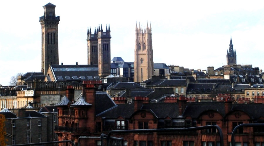 The Towers of Trinity College, Park Church and Glasgow University from Garnethill