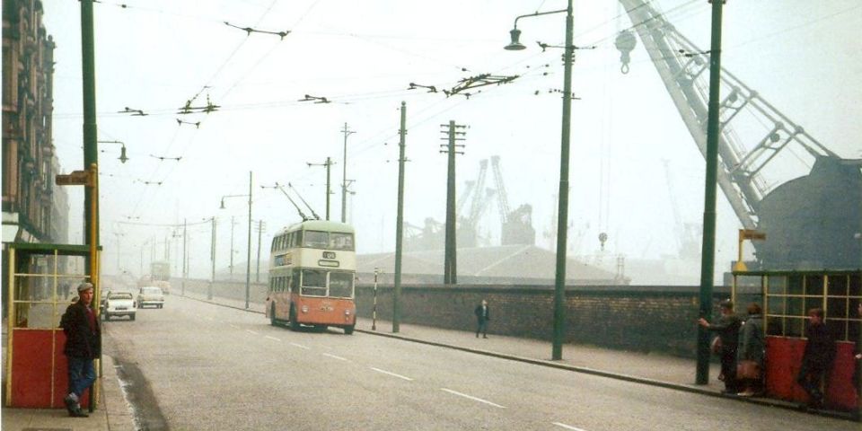 Glasgow Corporation trolleybus at Govan