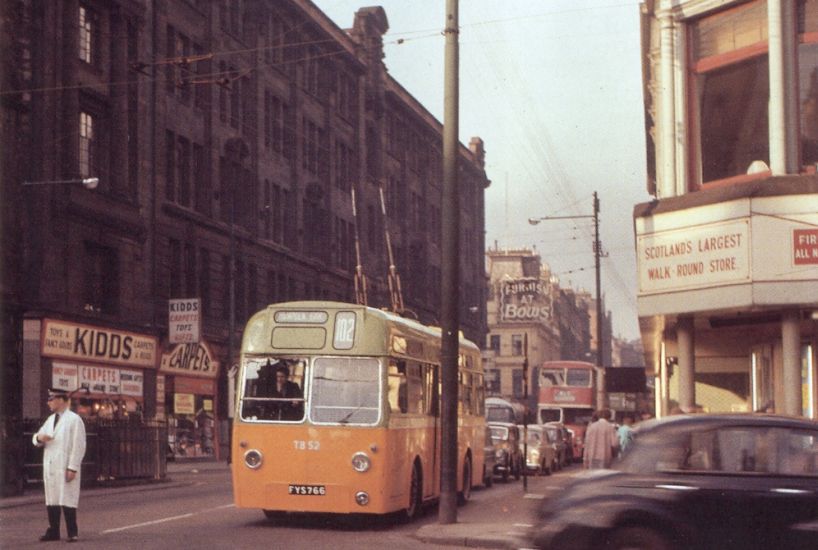 Glasgow Corporation trolleybus in High Street