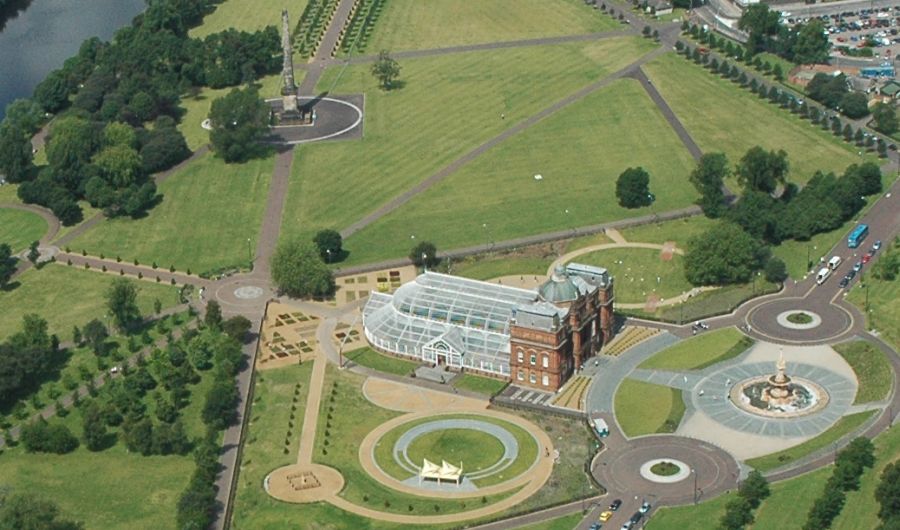 Aerial view of Glasgow Green