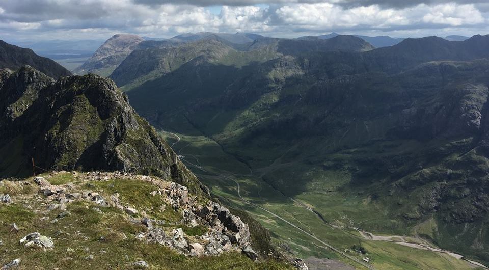 View from Aonach Eagach Ridge in Glencoe in the Highlands of Scotland