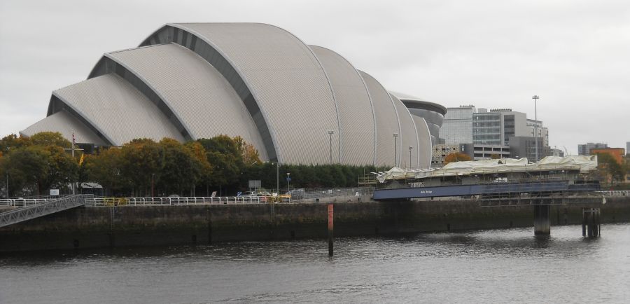 The Armadillo Building in the SECC across the River Clyde from the Glasgow Science Centre