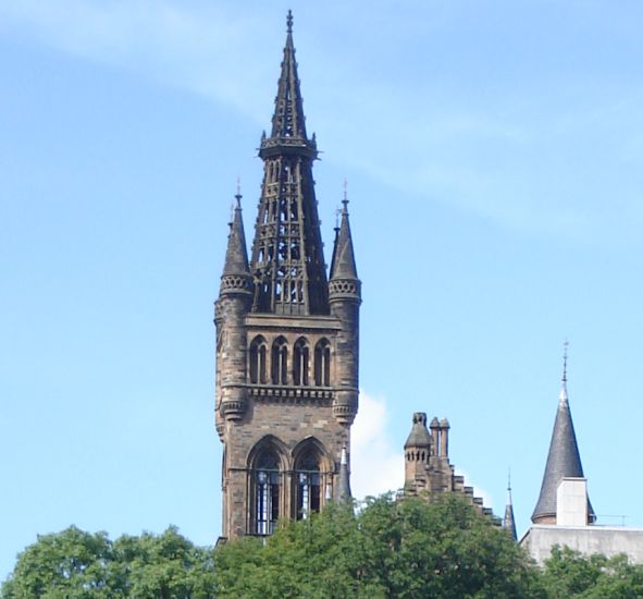 Glasgow University Tower from Kelvingrove Park