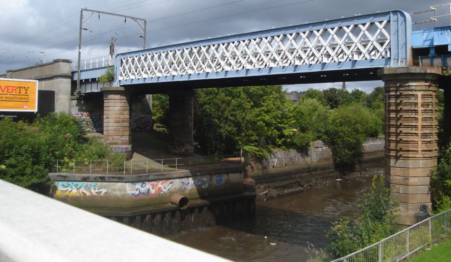 Railway Bridge across Kelvin River on Clydeside in Glasgow