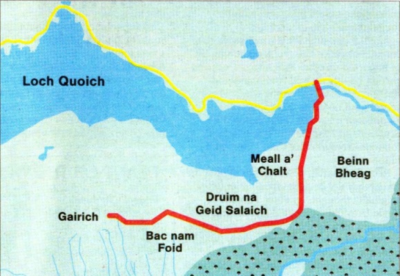Map for Gairich in Knoydart in the Western Highlands of Scotland