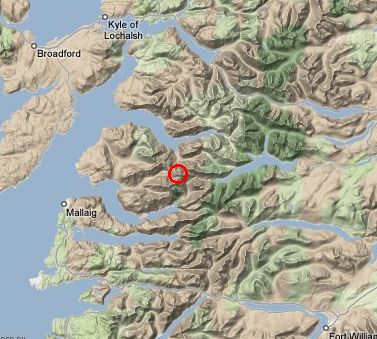 Location Map for Luinne Bheinn and Loch Quoich in Knoydart