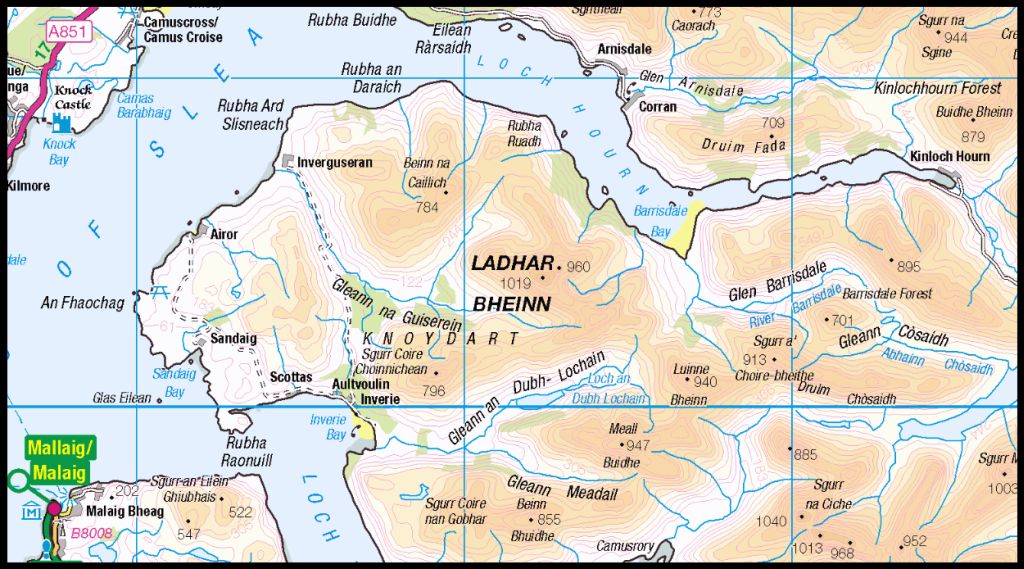 Map of Ladhar Bheinn