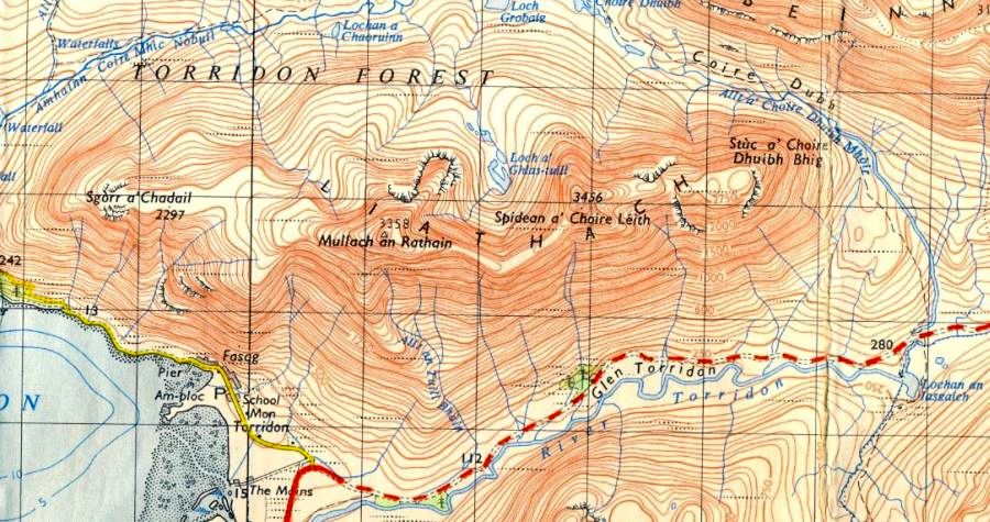 Map of Liathach in the Torridon Region of the NW Highlands of Scotland