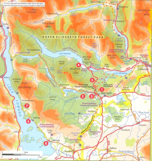 Map of Loch Lomond and Trossachs area
