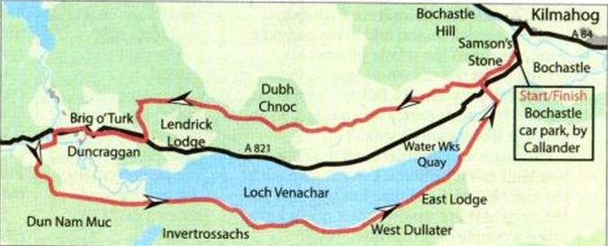 Map of Loch Venacher Cycle Route
