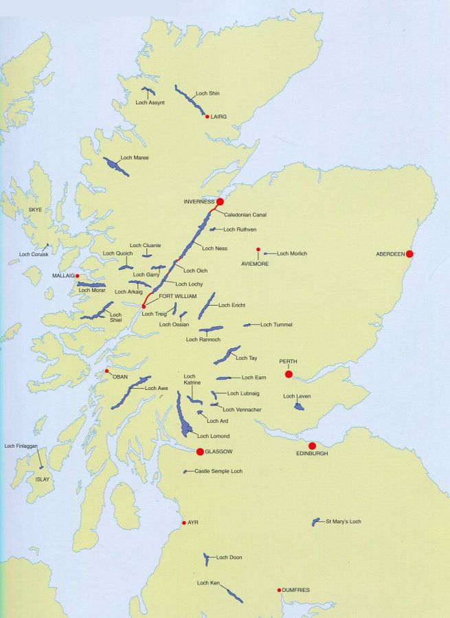 Map of Lochs in Scotland