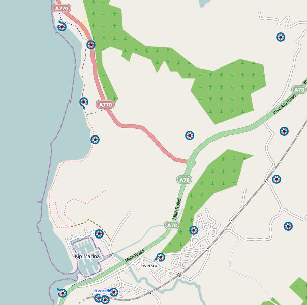 Map of the Coastal path from Lunderston Bay to Inverkip