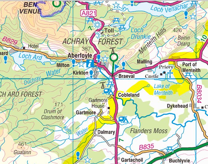 Map of Aberfoyle and the Menteith Hills