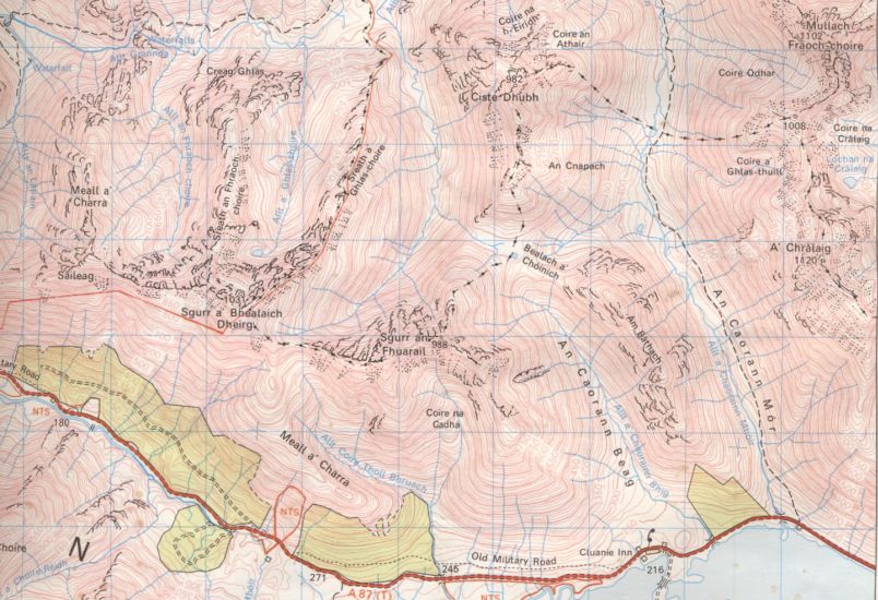 Map of Ciste Dhubh in North Glen Shiel