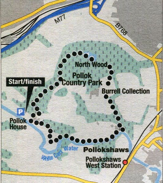 Route Map of Pollock Country Park