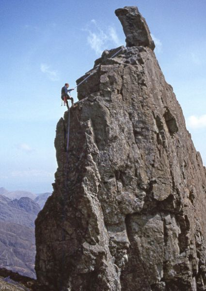 Abseiling down the West Ridge of the Inaccessible Pinnacle on Skye Ridge