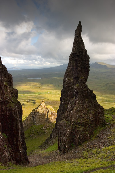 The Needle rock pinnacle at the Quiraing on the Trotternish Ridge on the Isle of Skye