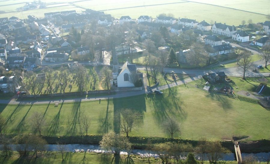 Aerial view of West Linton in the Scottish Borders