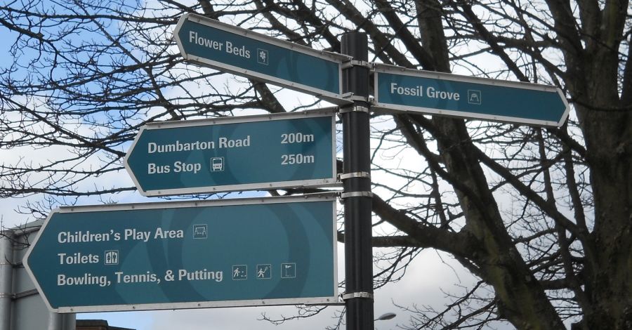 Signpost in Victoria Park