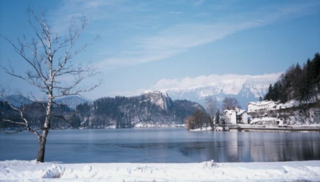 Lake Bled and Karavanken Mountains in Slovenia