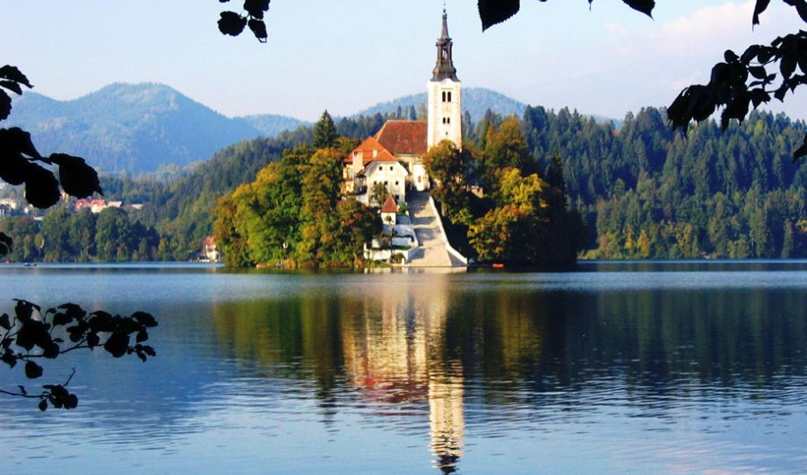 Church on Island in Lake Bled in Slovenia