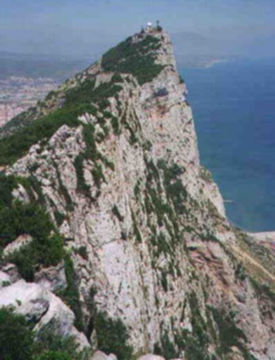 The Rock of Gibraltar on the Mediterranean Coast of the Iberian Peninsula