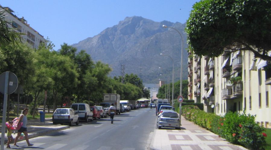 Road through Marbella on the Costa del Sol in Southern Spain