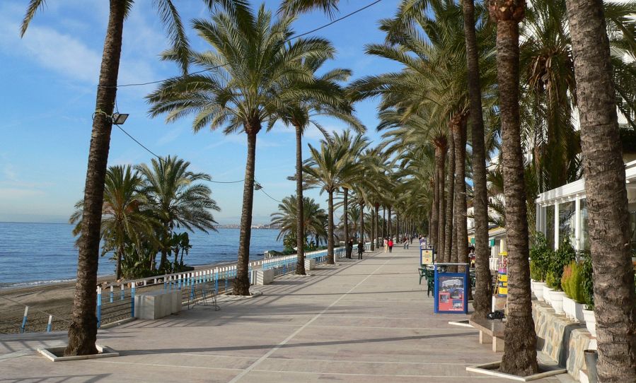 Esplanade in Marbella on the Costa del Sol in Southern Spain