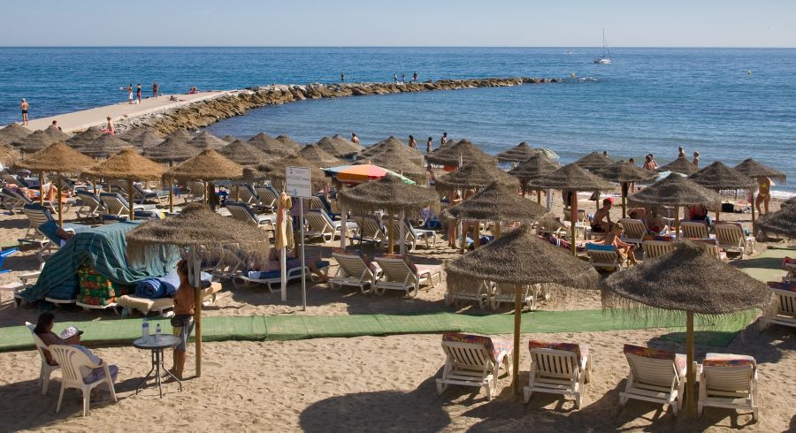 Beach at Marbella on the Costa del Sol in Southern Spain