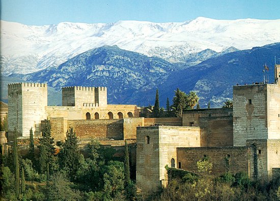Sierra Nevada from the Alhambra in Granada in Southern Spain 